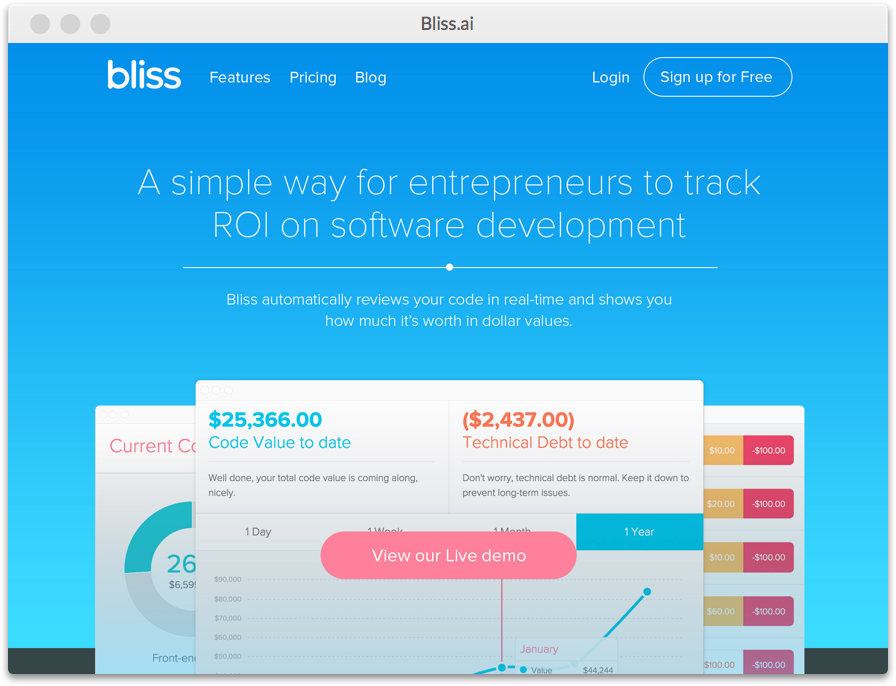 bliss.ai landing page