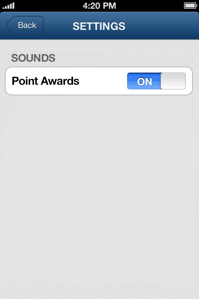 Settings screen with Redeem codes, About, Sounds, and notification toggles