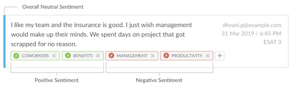 Feedback with Smart Tags and sentiment applied